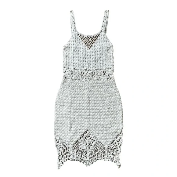 Handmade Crochet Mermaid Midi Maxi Dress Beach Cover Fishtail Hem - Size S/M - Picture 11 of 11